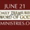 June 21 -Daily Treasures Ministries